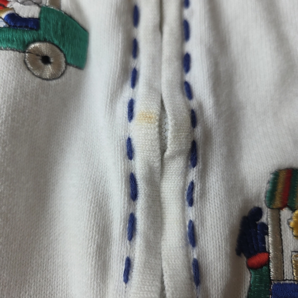 Vintage Bobbie C Embroidered Golf Patch Knit Cardigan Jacket Women Full Zip sz L - Picture 7 of 10